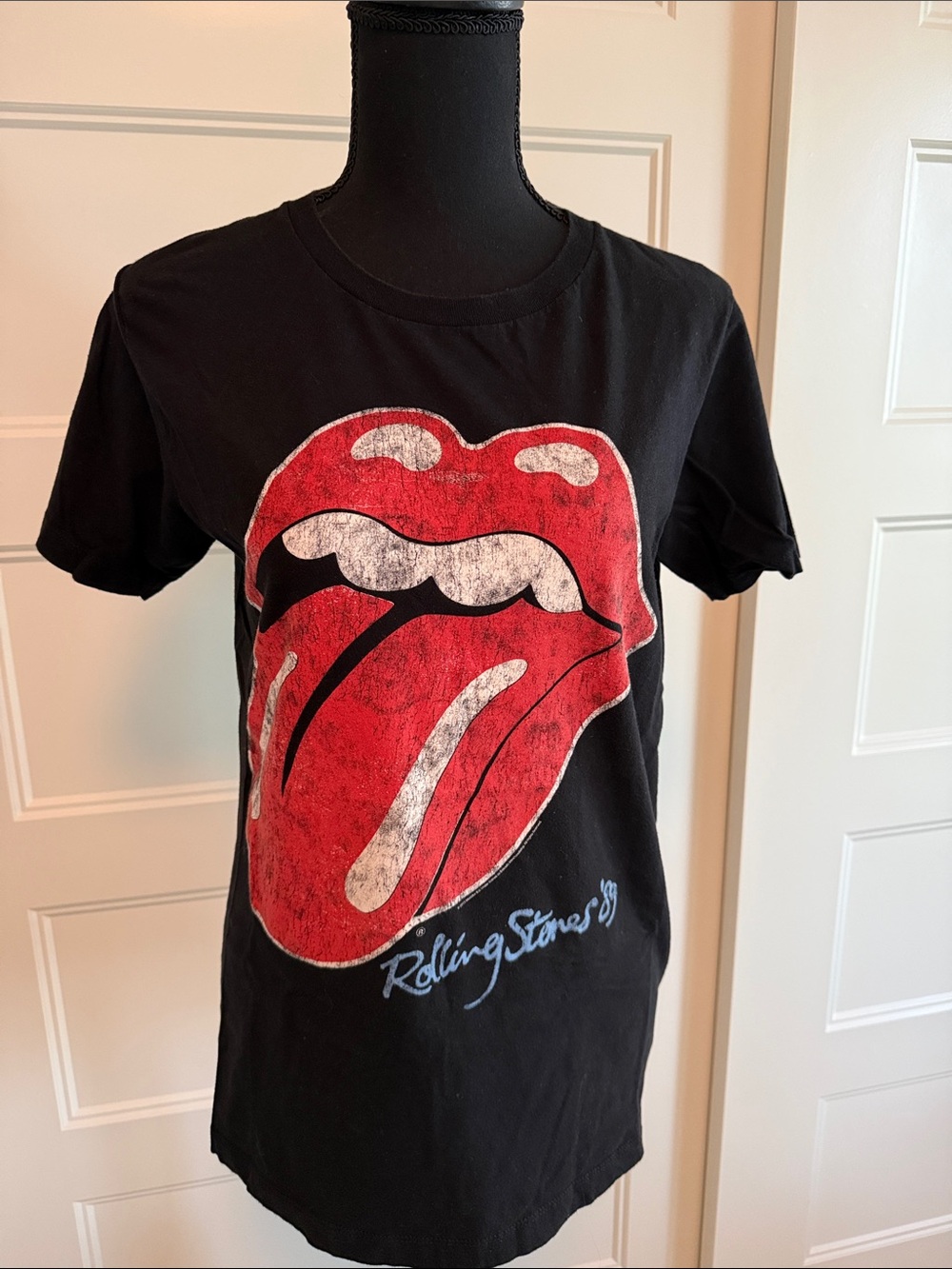 Rolling Stones Black Cotton Band Tee, EUC, S